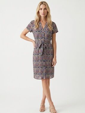 EUC Vintage Y2K William Morris Cacharel Liberty Art Print Shirt Dress (16)